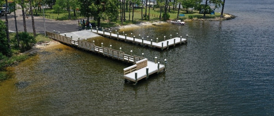 a dock and boat ramp