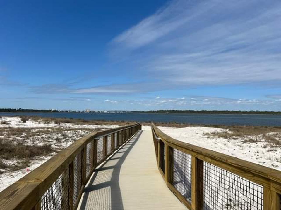 Johnson Beach (Photo: NPS-Wade) boardwalk leading to the ocean