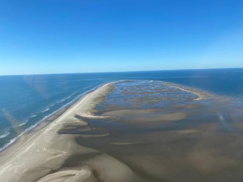 ariel view of sandy islands 