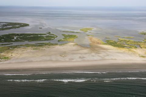 Aerial view of a Louisiana barrier island.